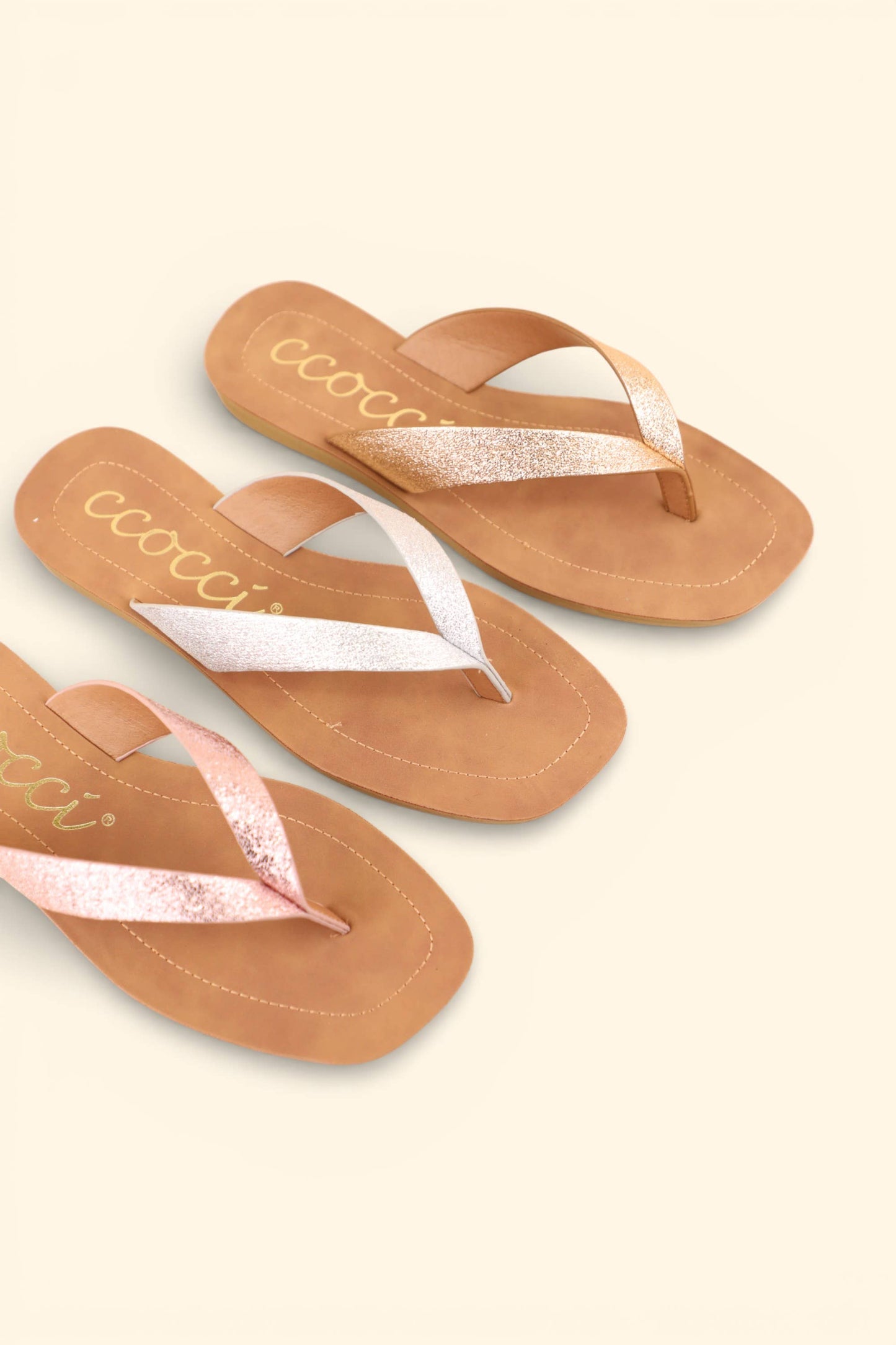SIA MINIMAL STRAP DESIGN FLIP FLOP THONG SANDALS: CHAMPAGNE