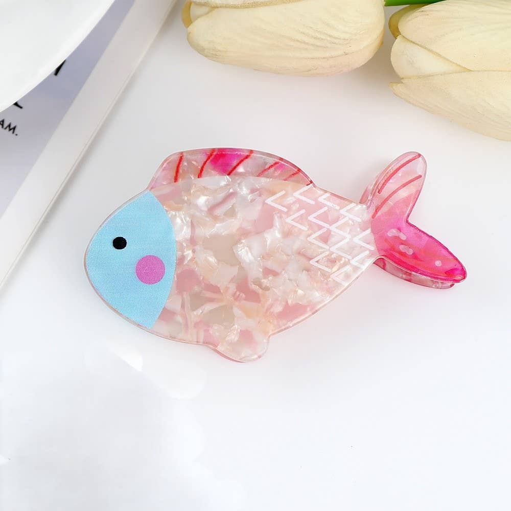 JUMBO VIBRANT OCEAN SEA FISH HAIR CLAW CLIPS | Yellow