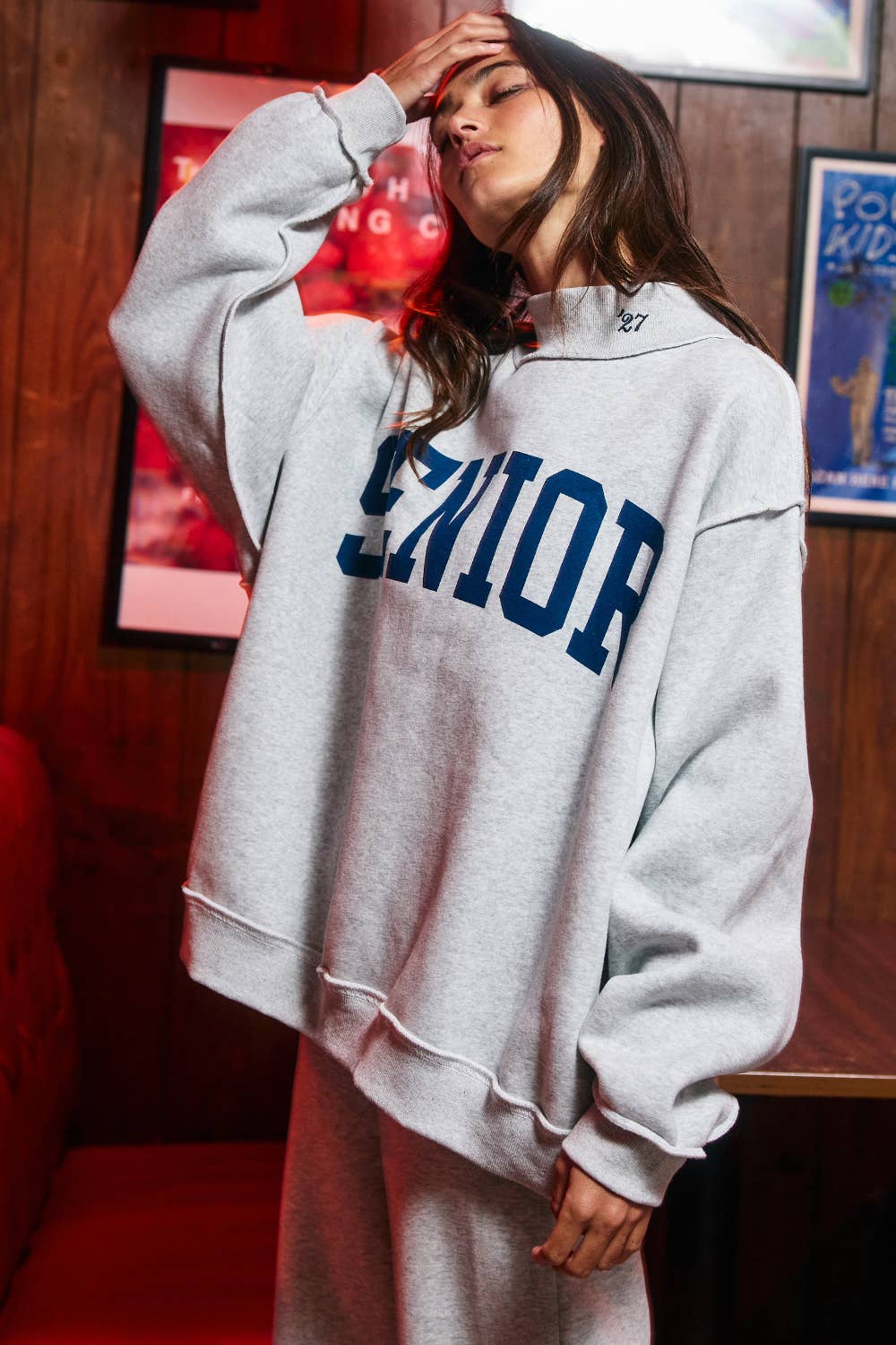 SENIOR27 | 'SENIOR' Reversible Mock-Neck Sweatshirt