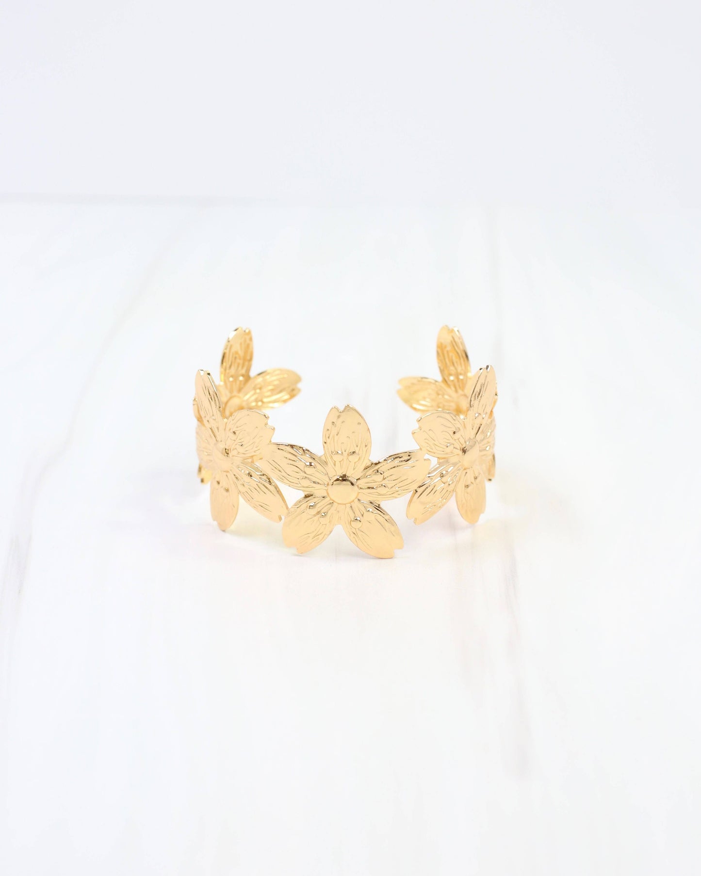 Natchez Flower Cuff Bracelet Gold
