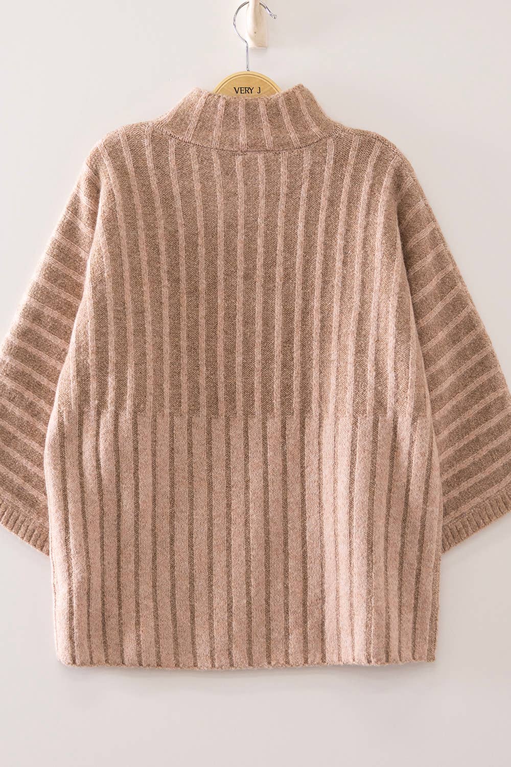 Ribbed Knit Mock Neck Sweater: BLUSH