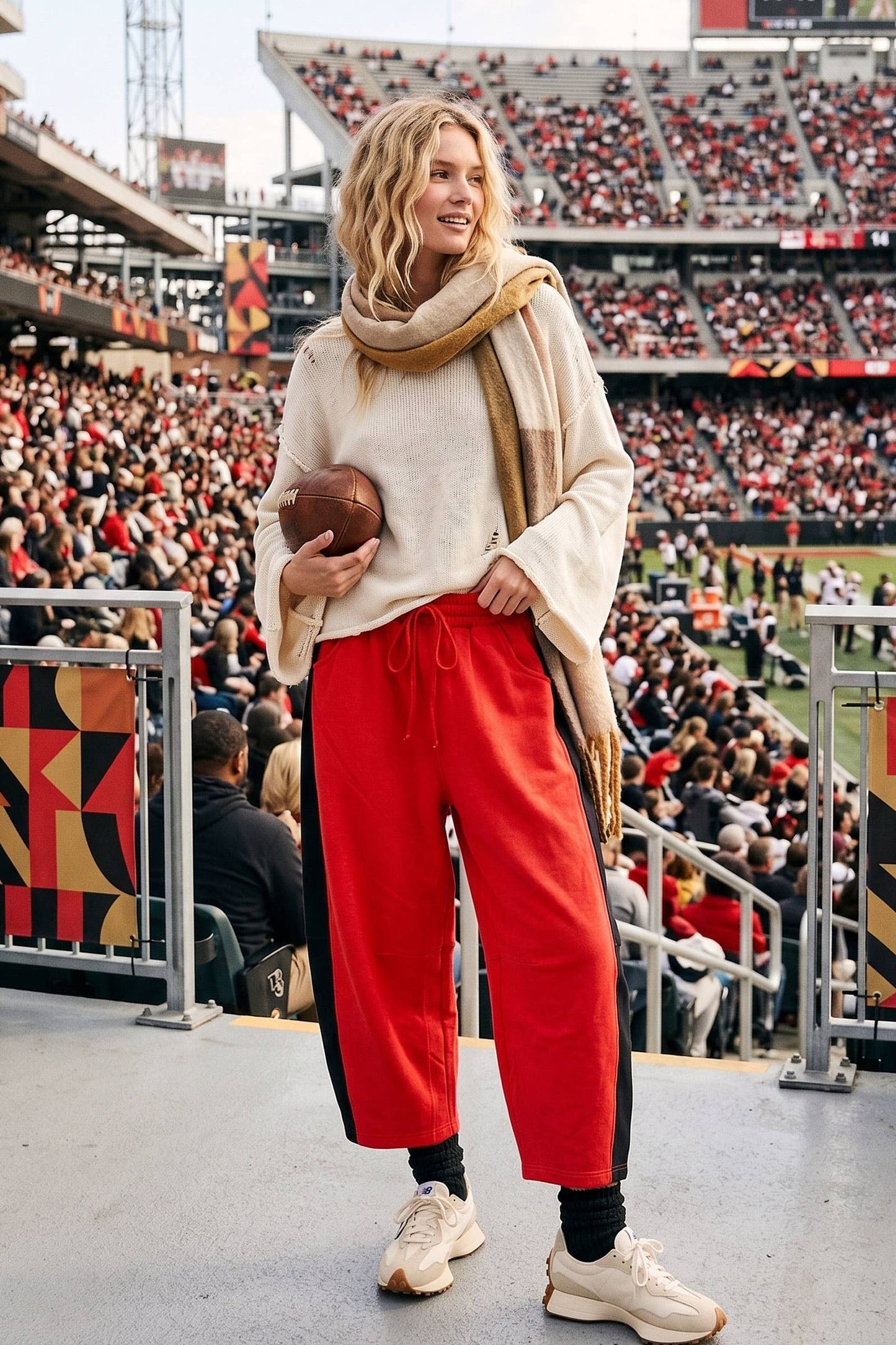 Scuba Side Panel Gameday Relaxed Pants: RED/BLACK