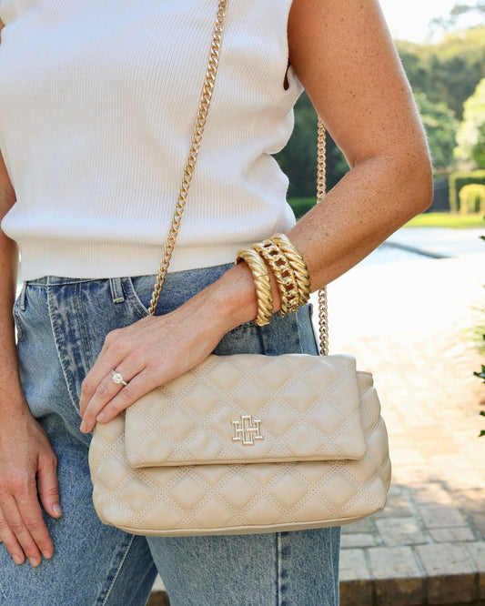 Leigh Quilted Crossbody Nude Quilted