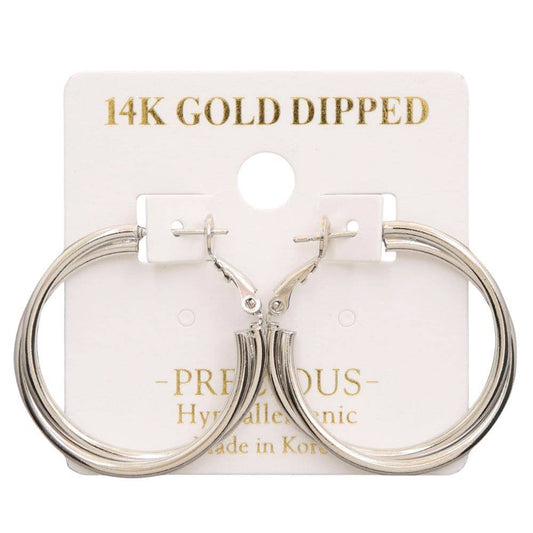 14K GOLD DIPPED DOUBLE HOOP EARRING