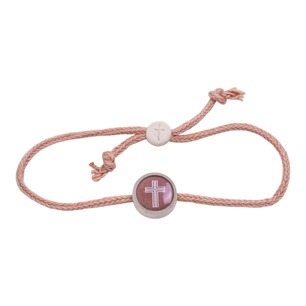 Tap To Pray® Survivor Series Braided Bracelet: Coral + Cross