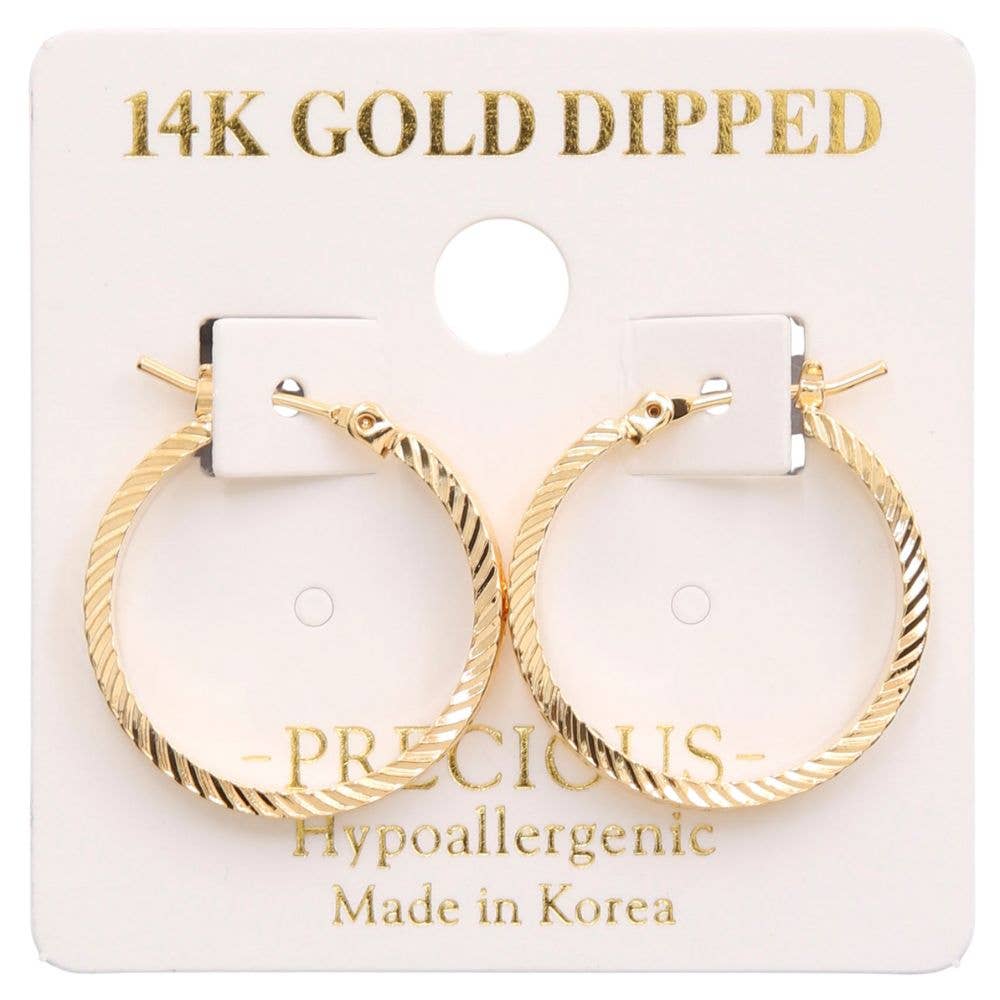 14K GOLD DIPPED LINED HOOP EARRING