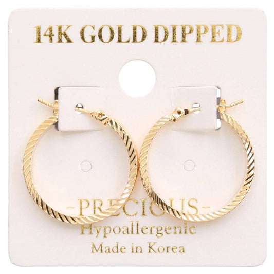 14K GOLD DIPPED LINED HOOP EARRING