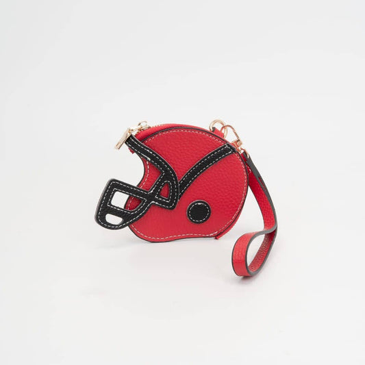 Football Helmet Coin Purse Wristlet: Red Black