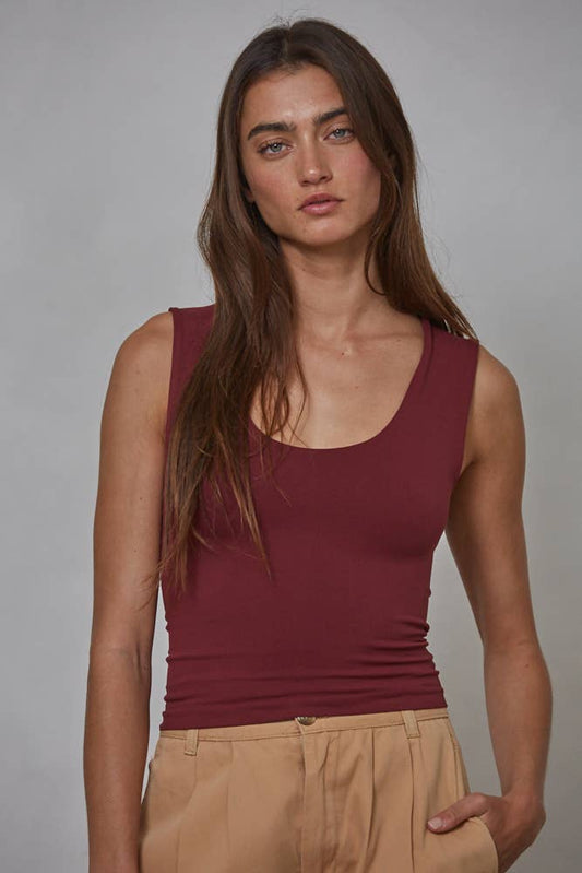 Double Layered Seamless Top: Sangria