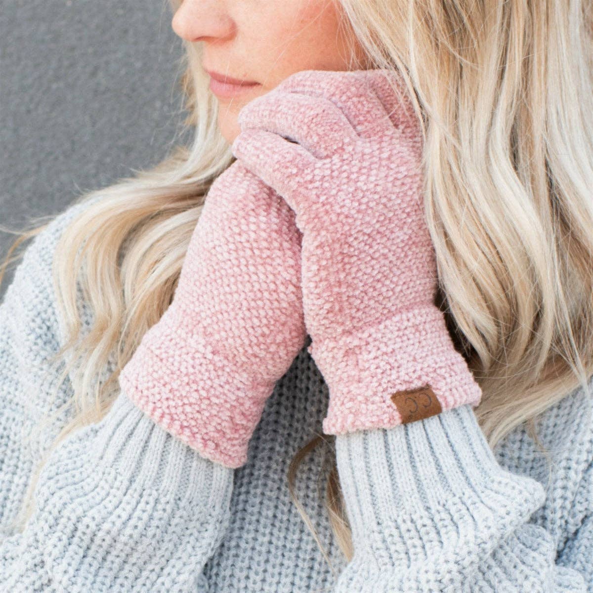 CC Chenille Touchscreen Glove ( G-9016 ): Light Melange Grey