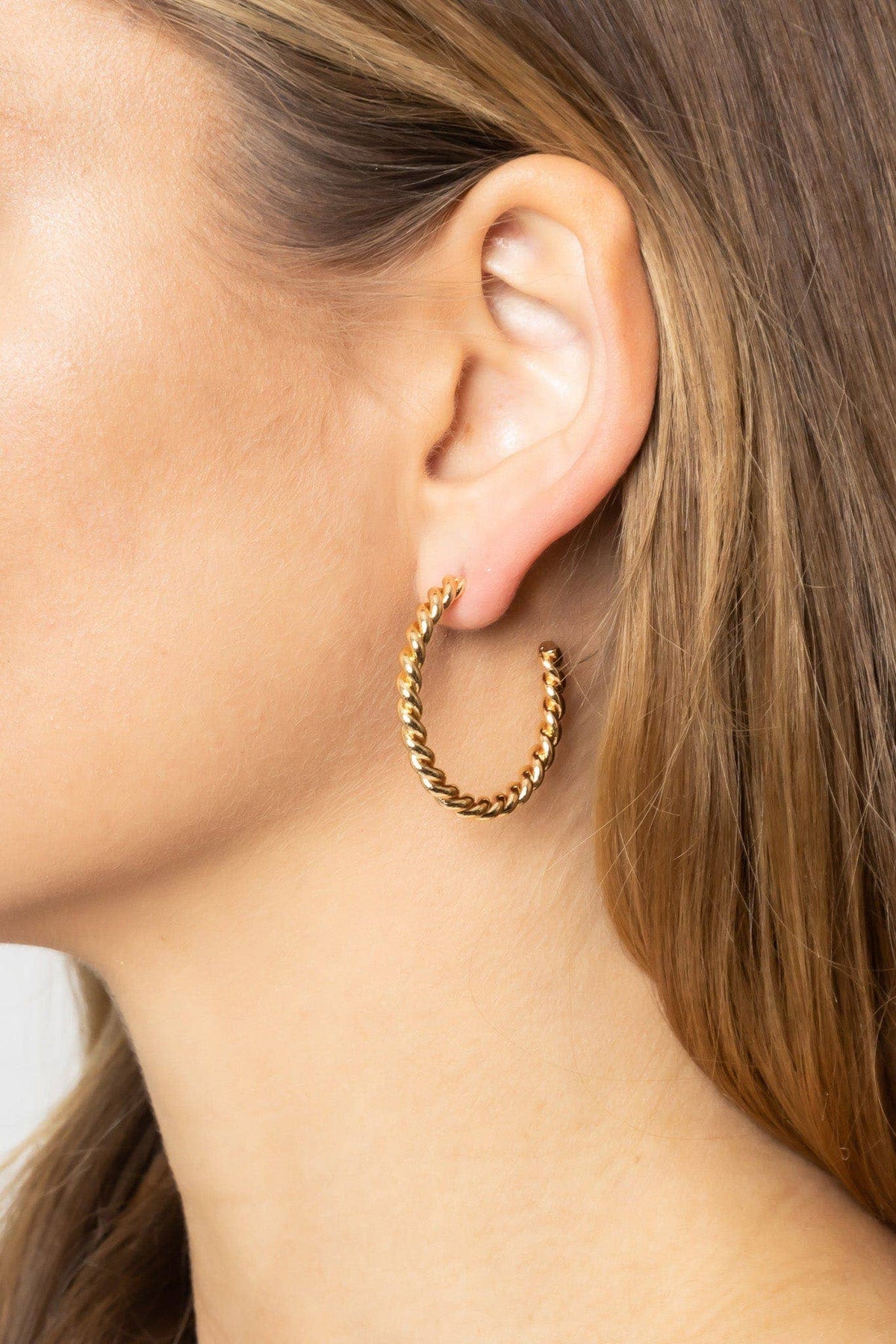 14K Metal Post Hoops: Gold / Large