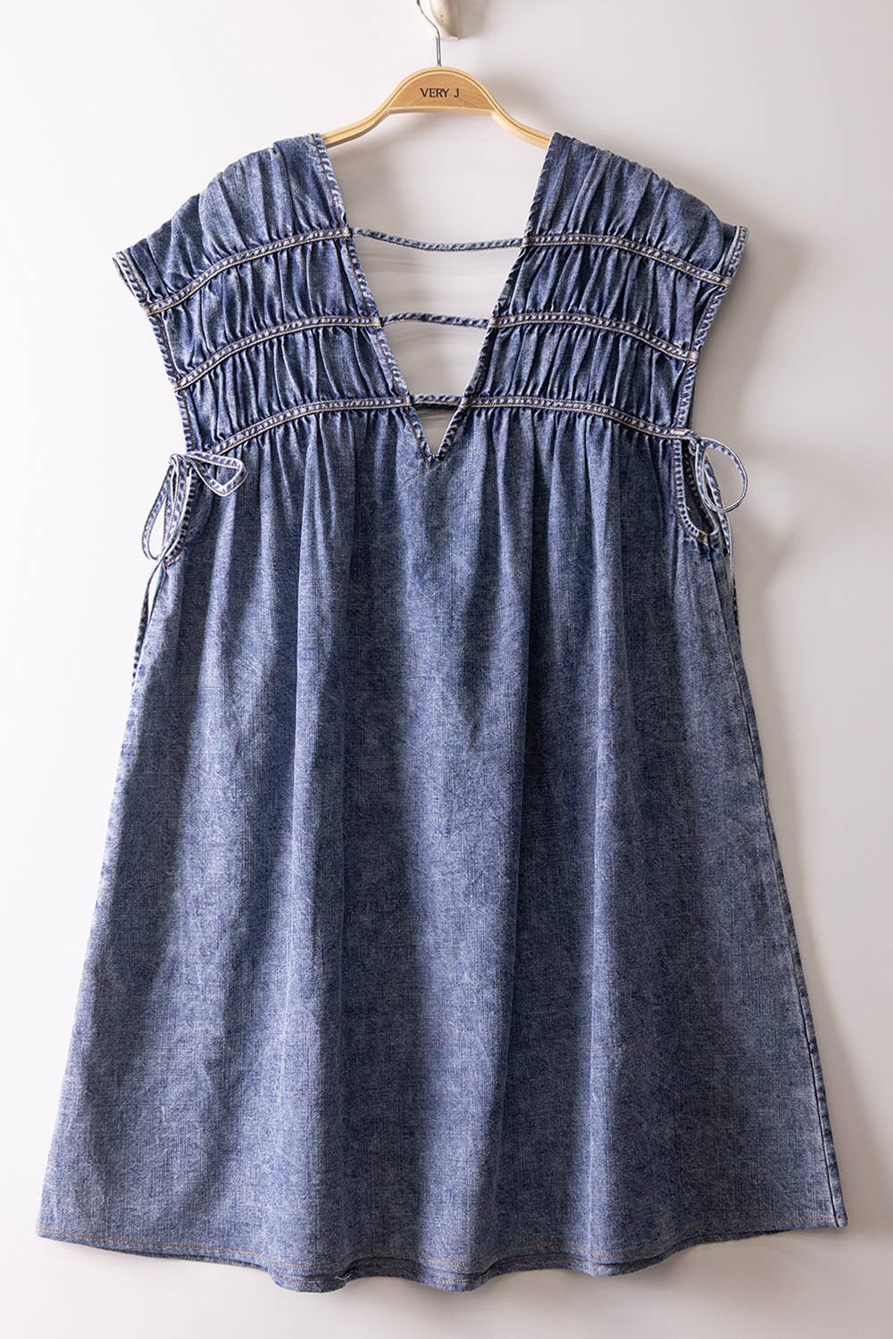 Mineral Washed Chambray Mini Dress