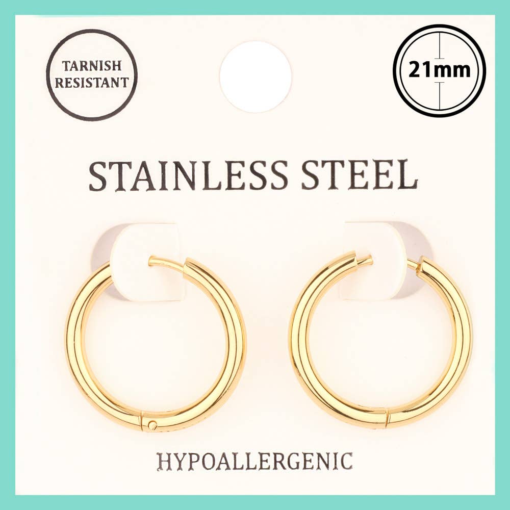 METAL STAINLESS HOOP HUGGIE EARRING