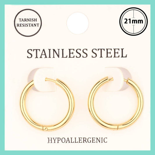 METAL STAINLESS HOOP HUGGIE EARRING