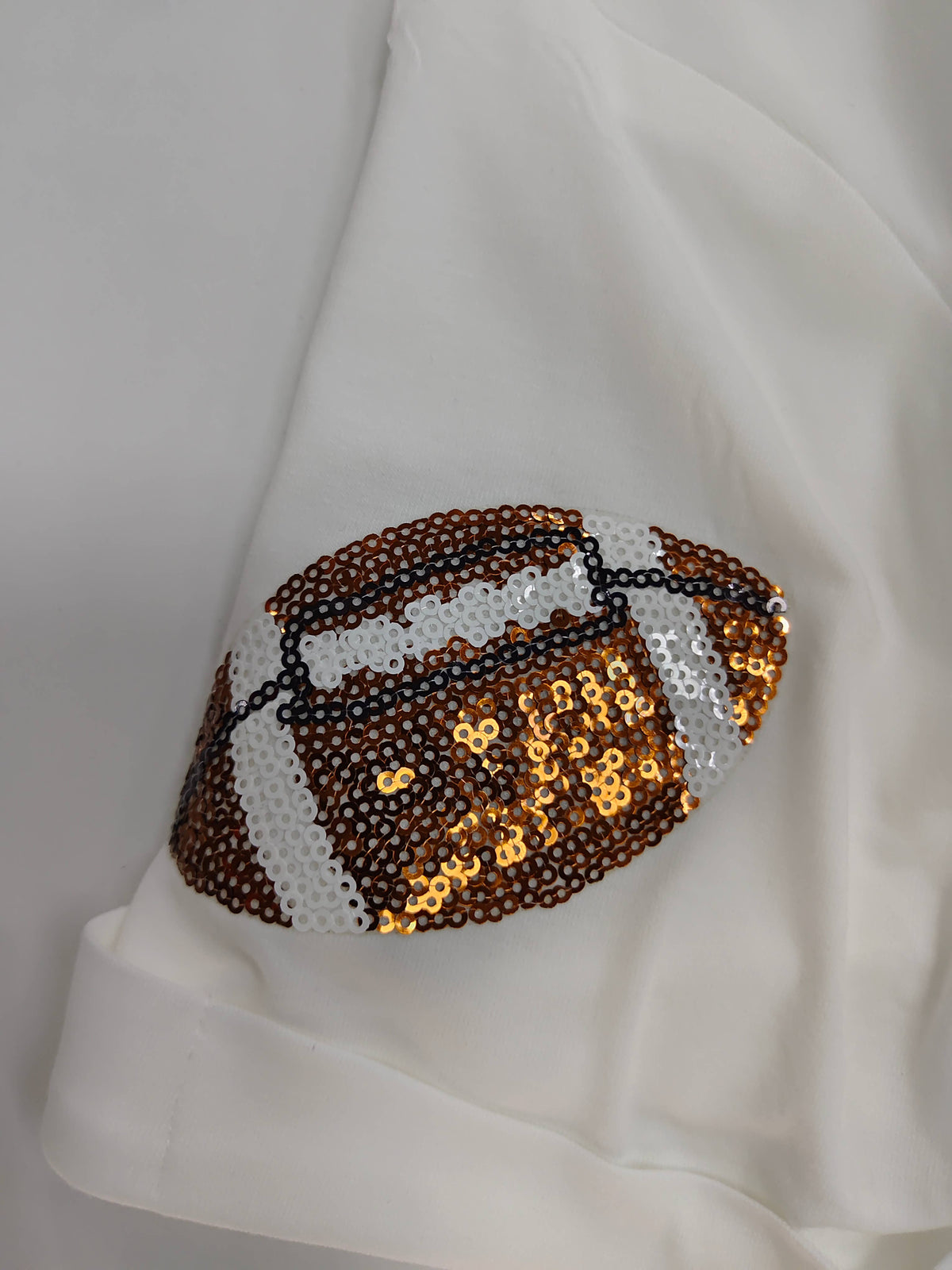 Game Day Sequin Rugby Bow Print Tee: White