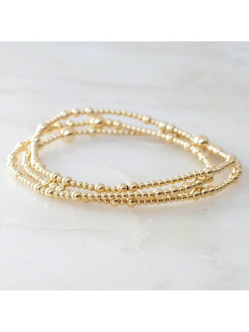 MULTI LAYER GOLD BALL CHAIN BEADED BRACELET GOLD