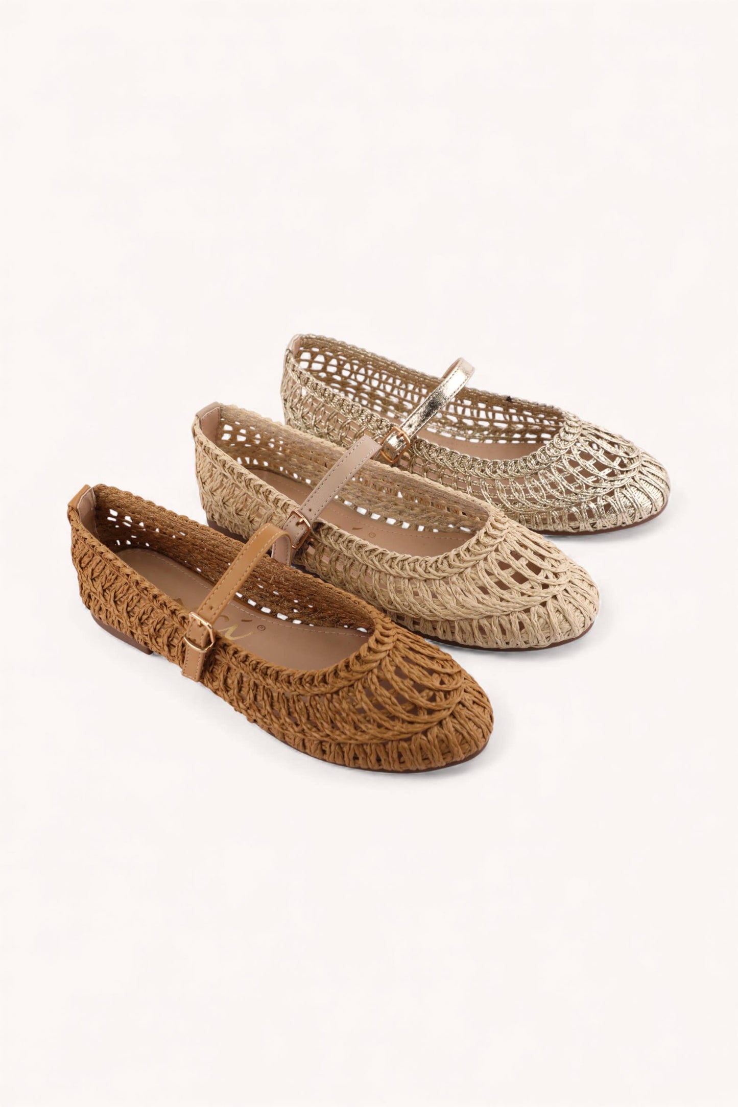 SUSAN WOVEN DESIGNED MARY JANE FLAT: NATURAL