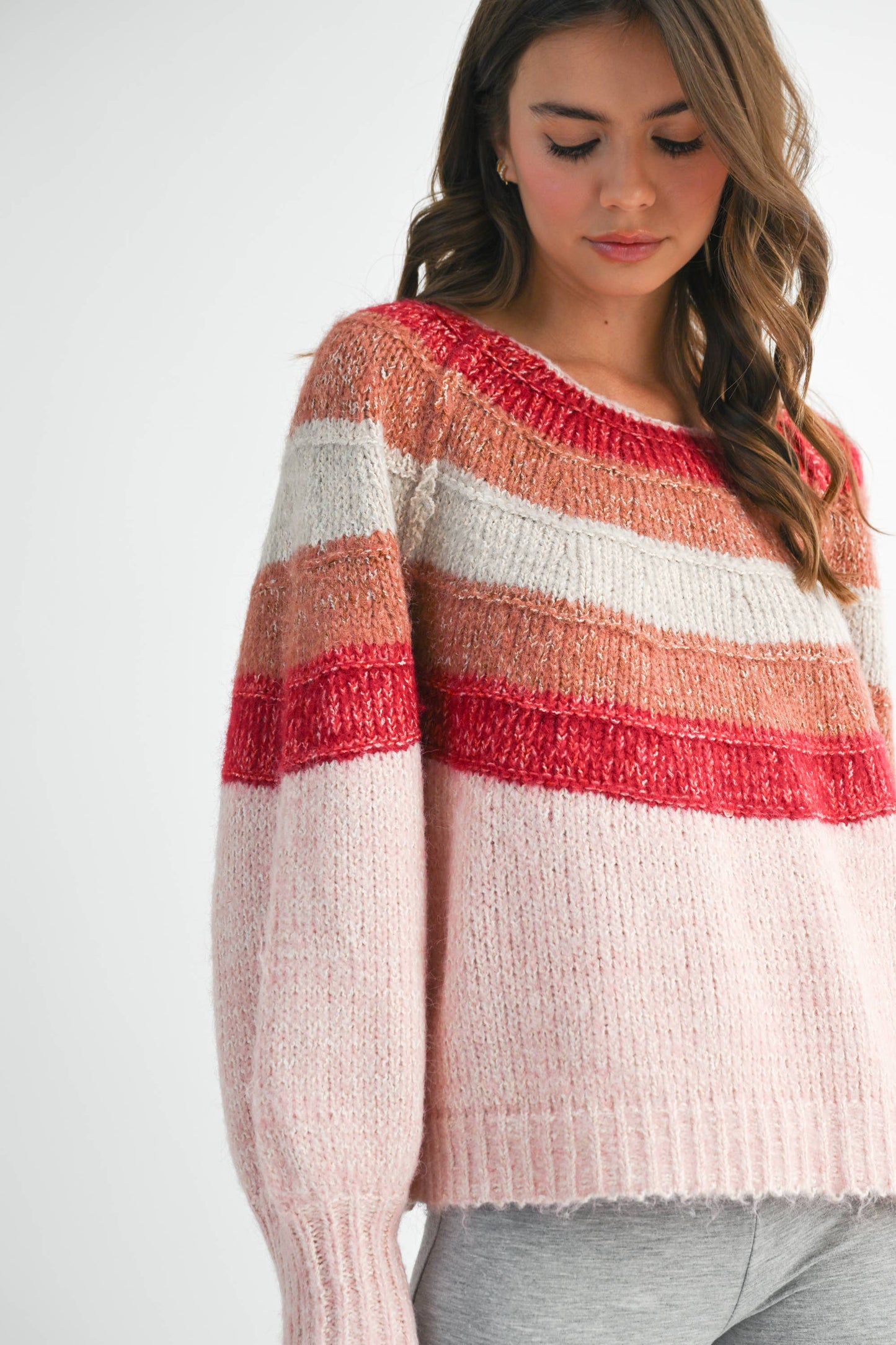 Striped Chunky Knit Pullover Sweater