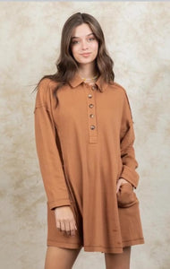Waffle Knit Button Tunic
