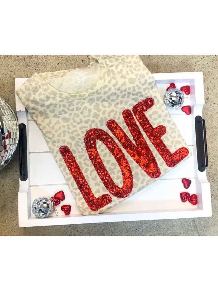 Valentines Day Love Leopard Tee