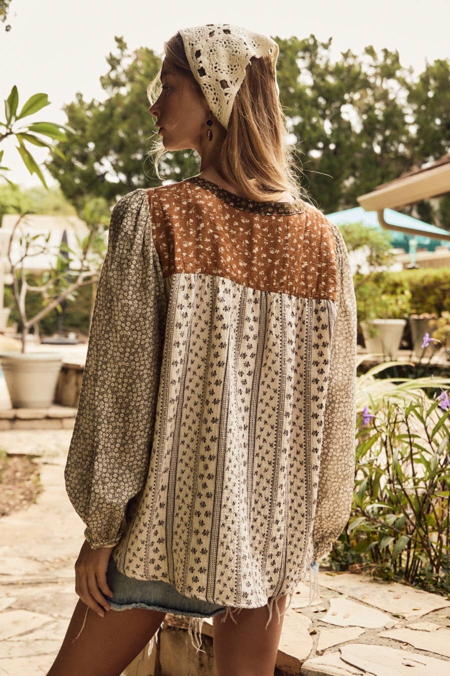 Mixed Floral Print Blouse: ORCHARD WHISPER