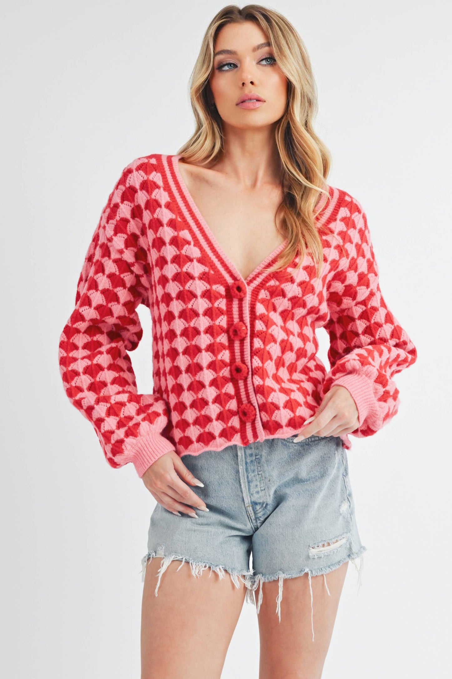 Fantasia Cardigan: Pink/Red