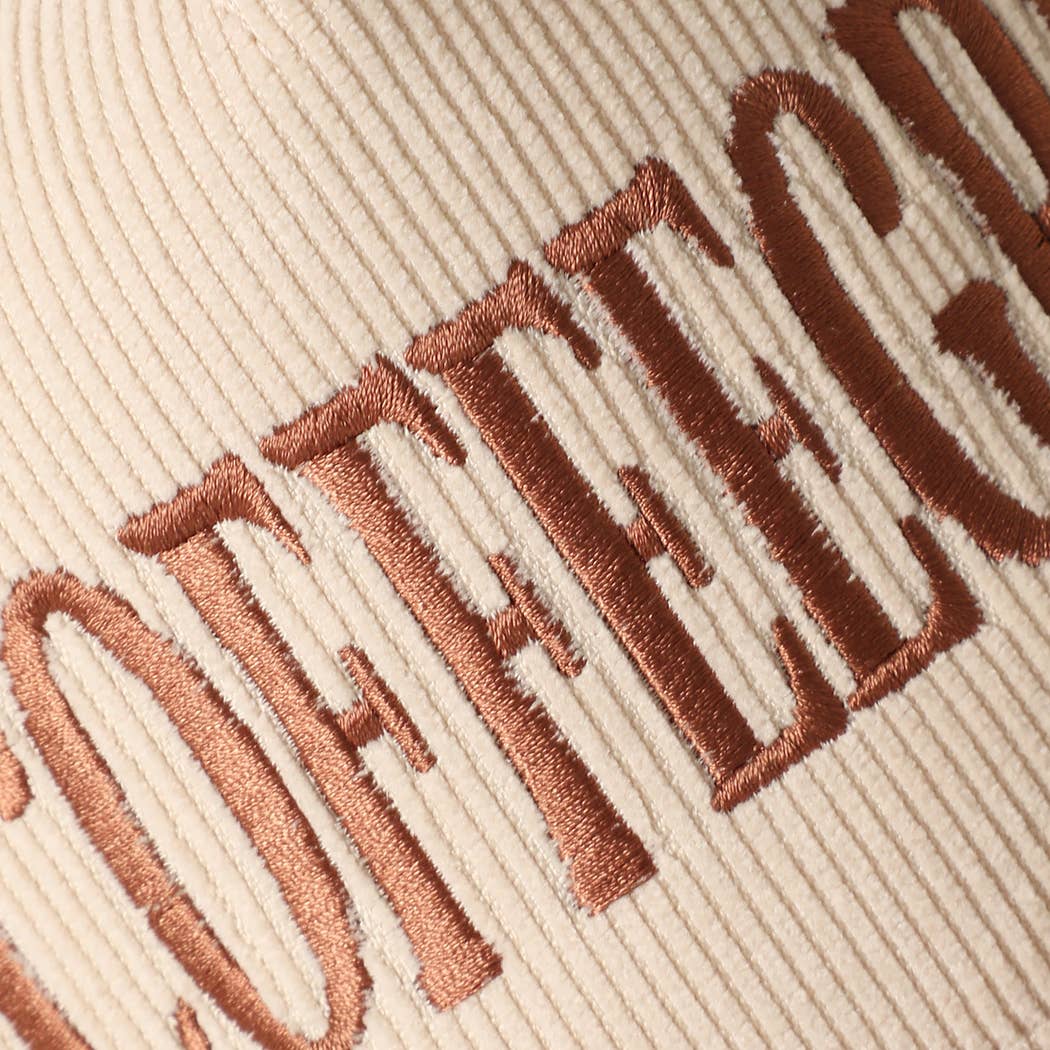 COFFEE GIRL Embroidered Two-Tone Corduroy Trucker Hat