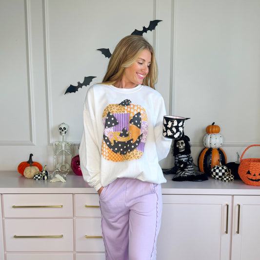 Patchwork Jack O Lantern Sweatshirt