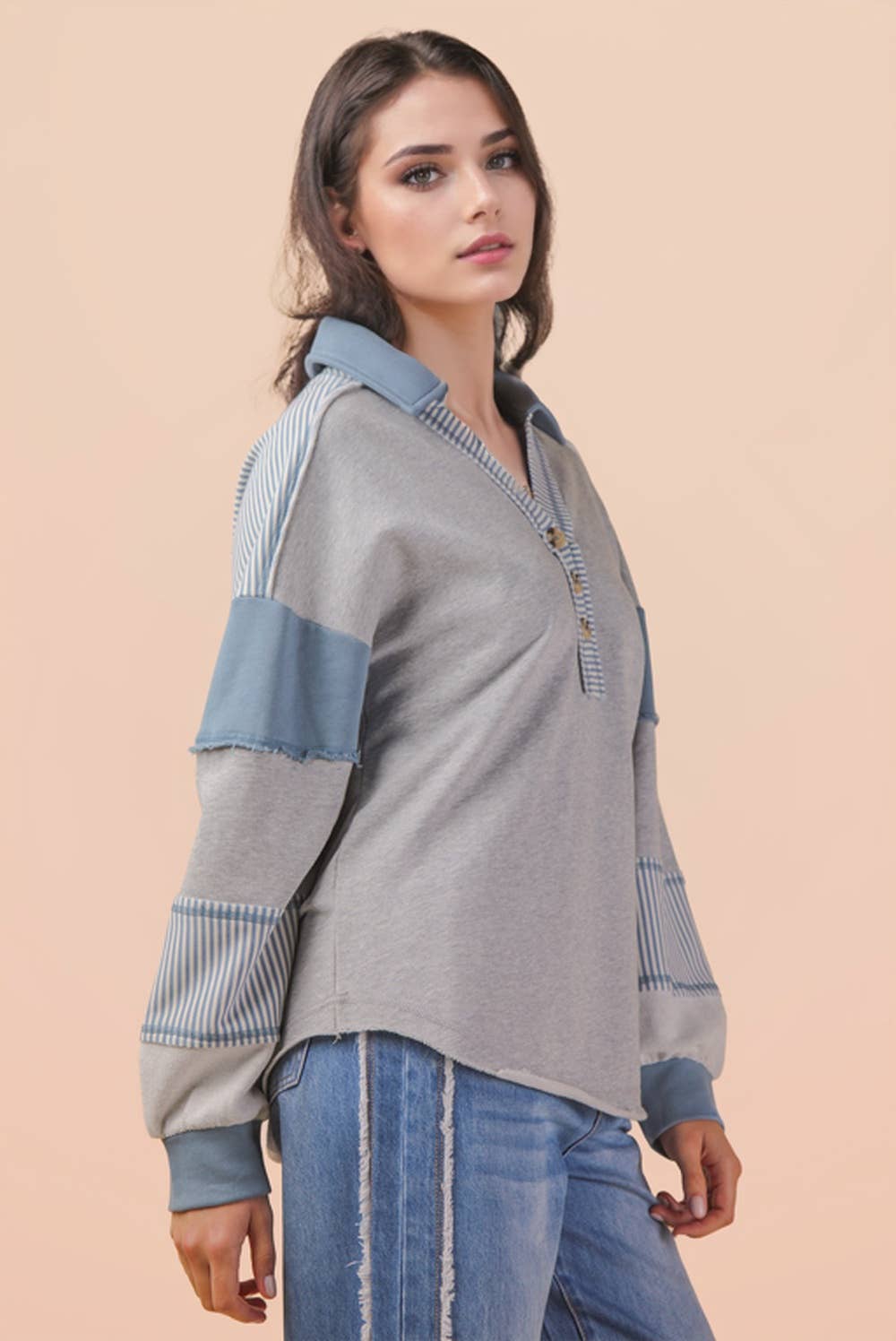 Color Block Oversized Casual Knit Top