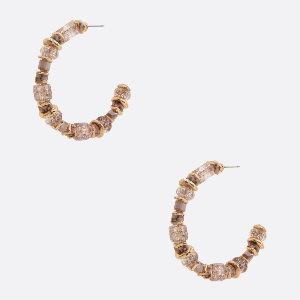 MULTI BEAD OPEN HOOP EARRING