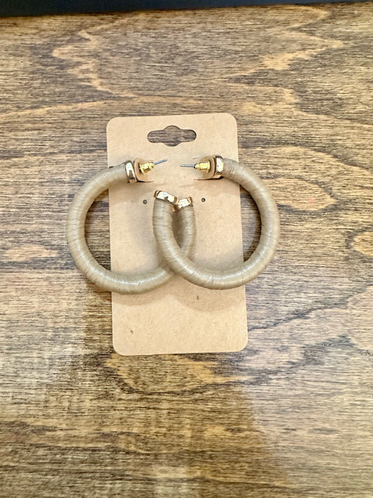 Brown Raffia Hoops