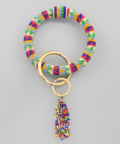 Pattern Seed Bead Key Chain Bracelet