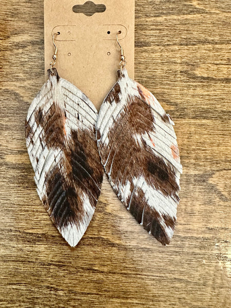 Leather Feather Earrings