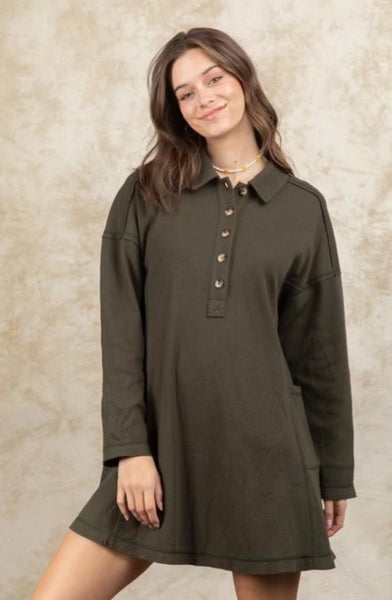 Waffle Knit Button Tunic