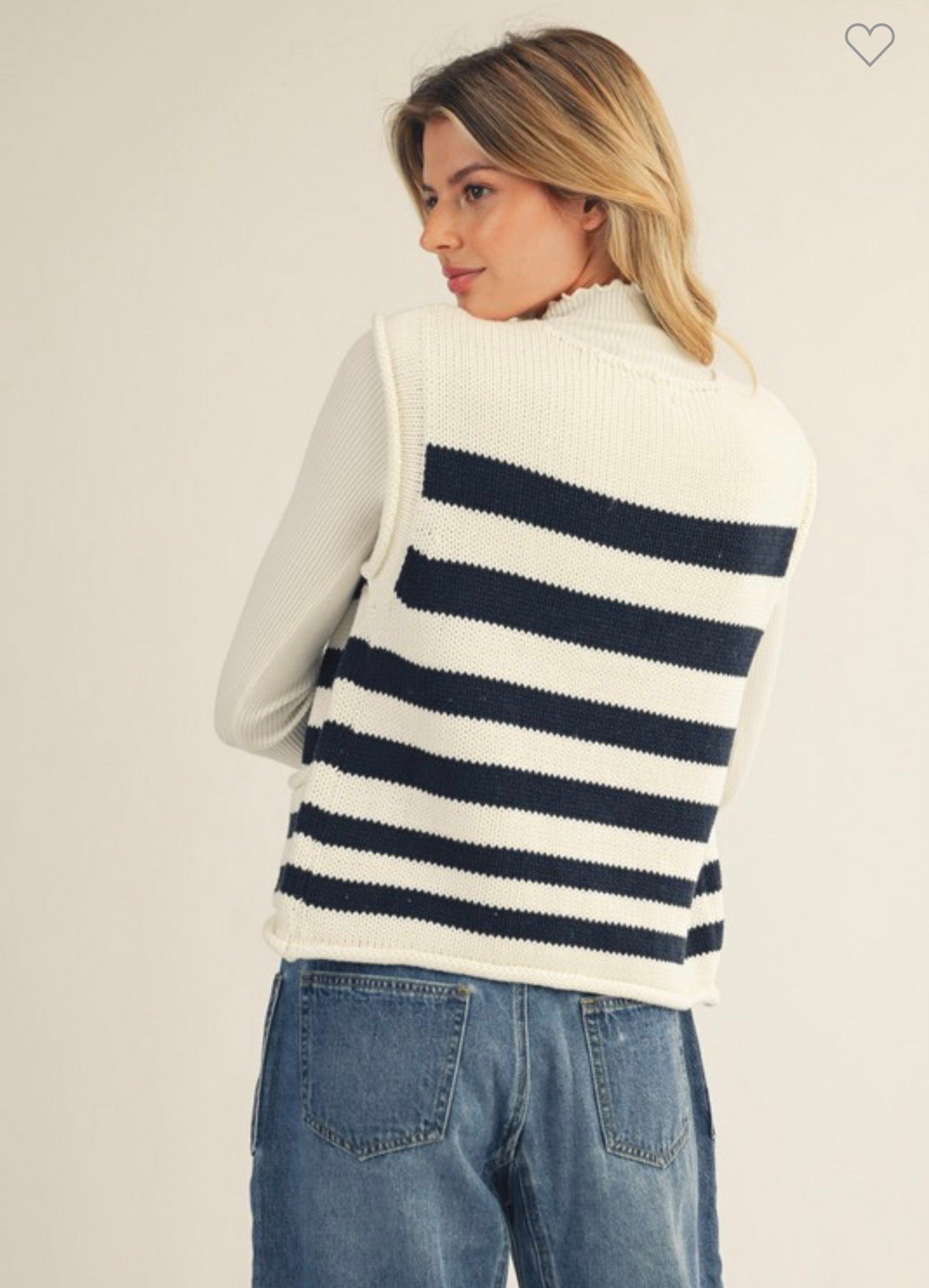 Button Down Stripe Sweater Vest