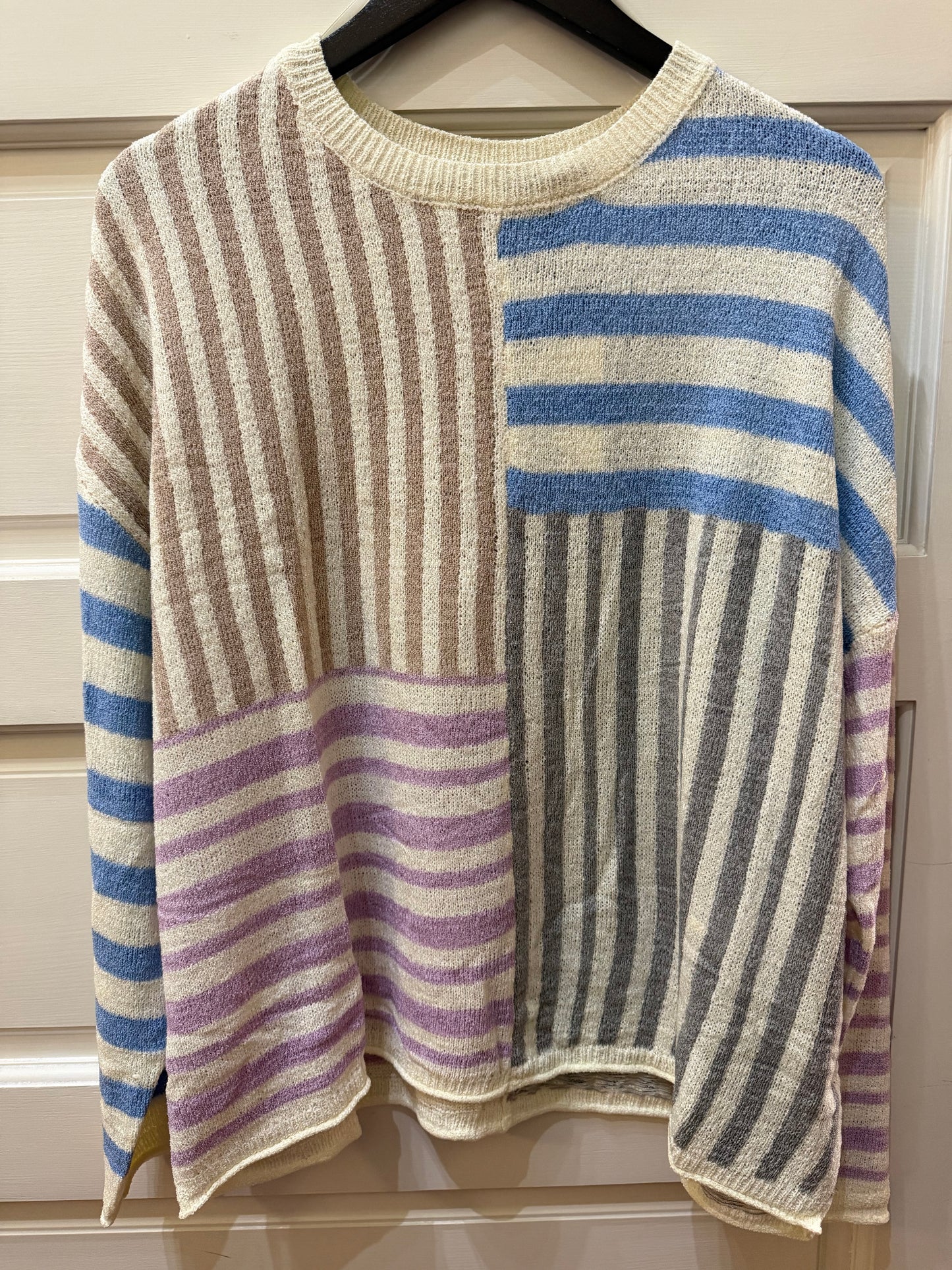 Multi Color Stripe Oversized Knit Sweater