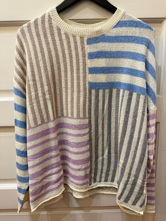 Multi Color Stripe Oversized Knit Sweater