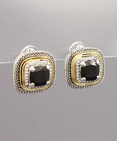 Square Jewel Cable Earrings