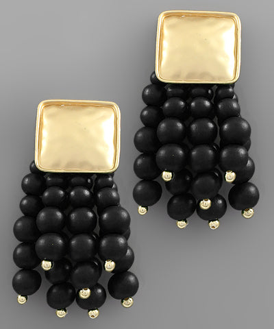 Wood Fringe Earrings