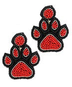 Beaded Paw Print Drop Earrings