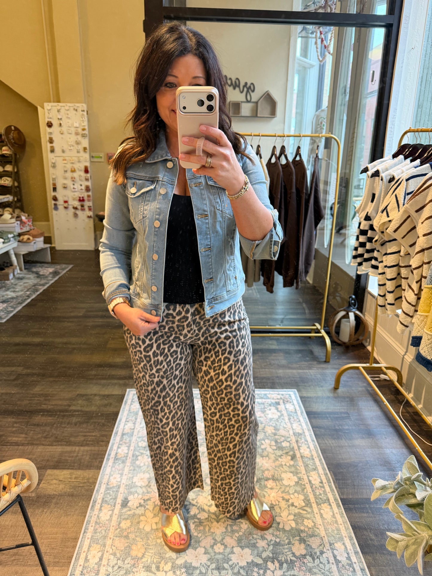High Rise Leopard Print Jeans