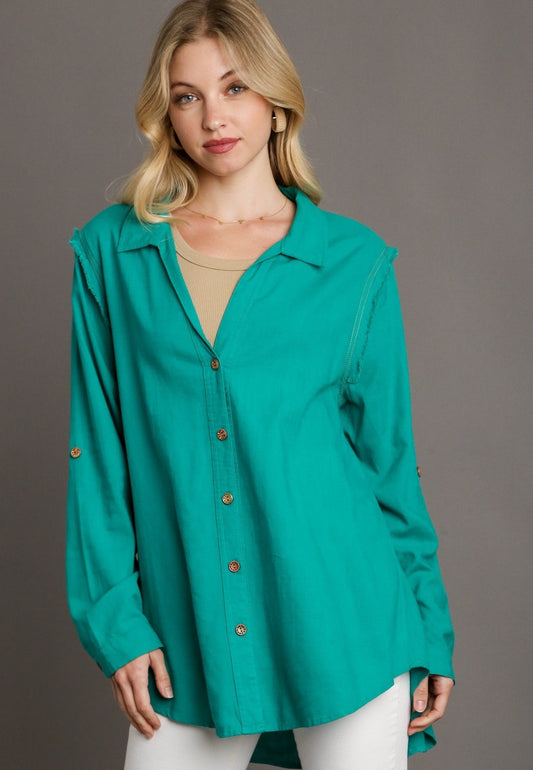 Emerald Linen Top