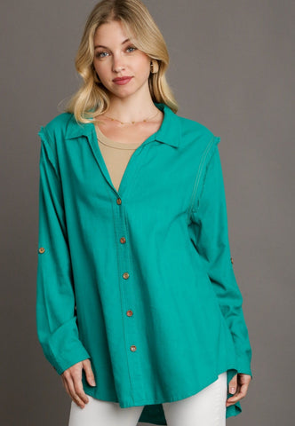 Emerald Linen Top