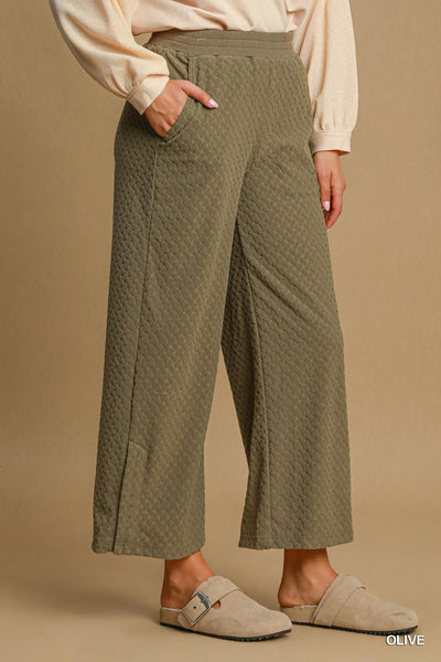 Olive Textured Knit Pants