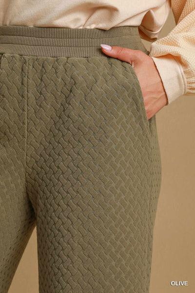 Olive Textured Knit Pants