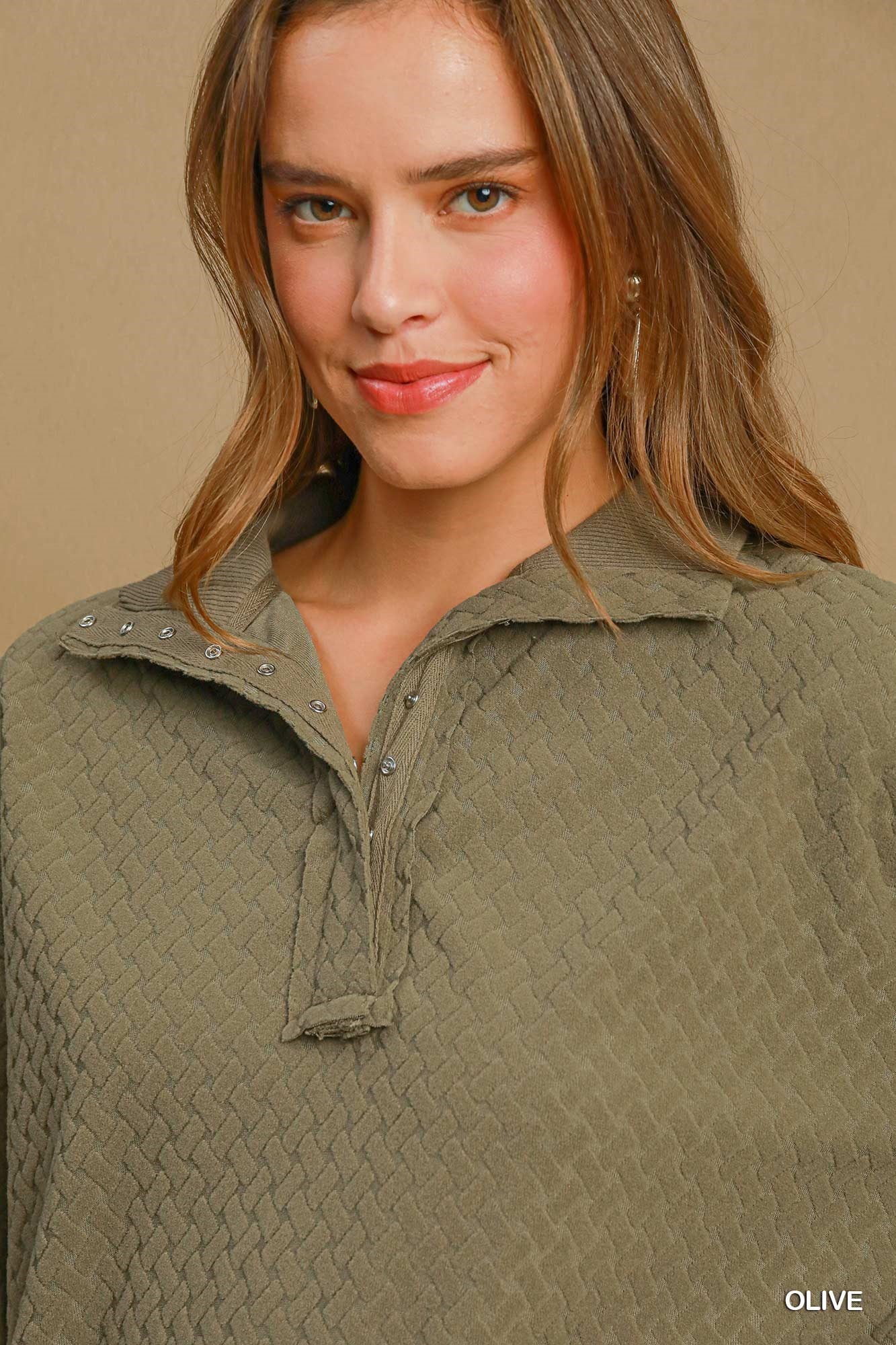 Olive Textured Pullover Top