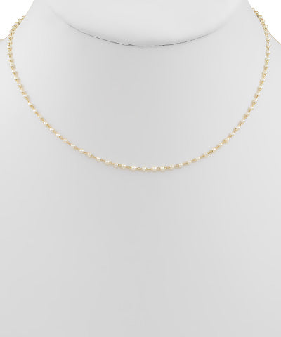 Glass Bead Chain Necklace - Cream