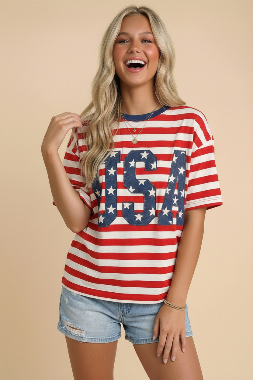 USA 250th Anniversary Commemorative Oversized STRIPE Tee