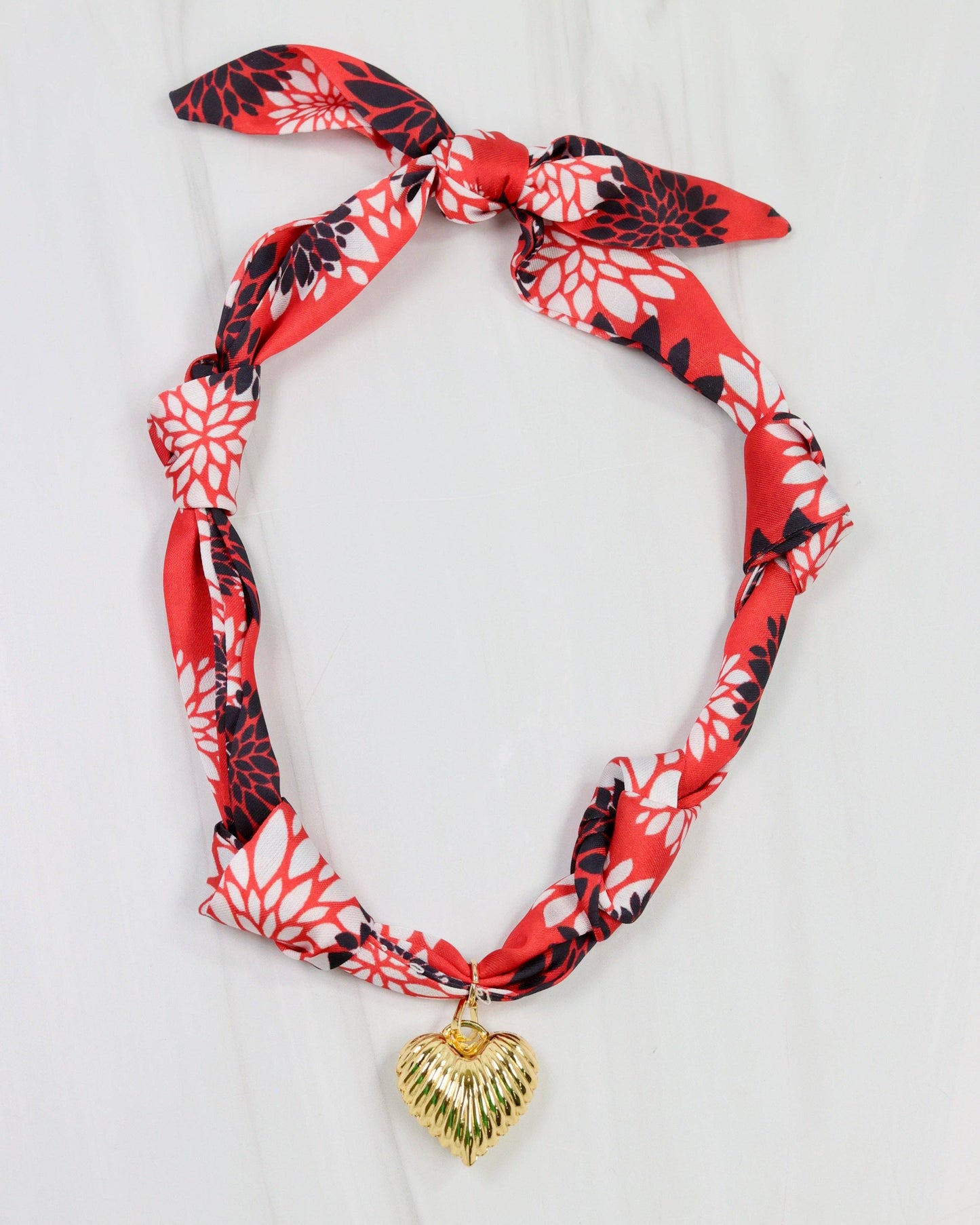 Serafina Scarf Charm Necklace BK RD FLORAL