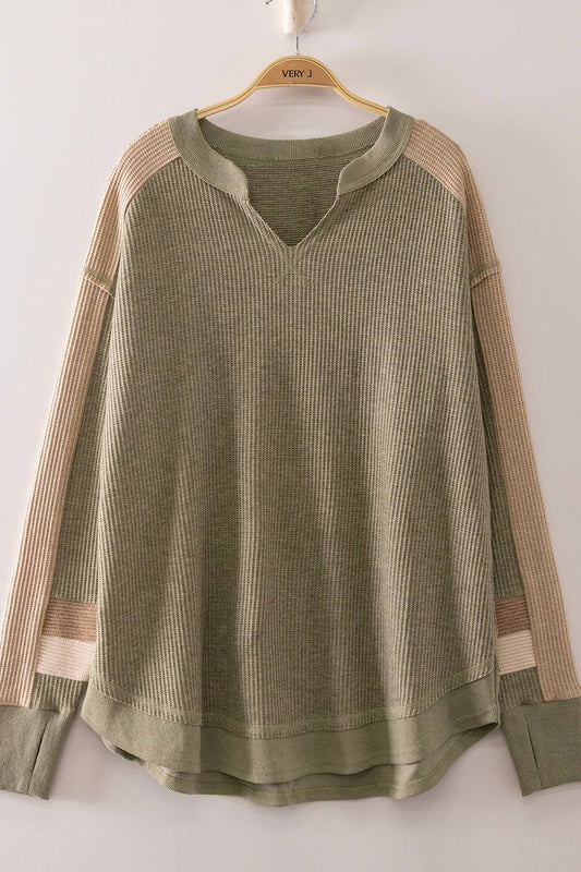 Women's Waffle Knit Pullover Sweater: SAGE